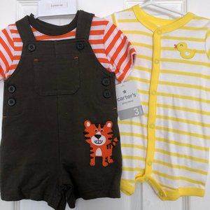 Carters Short Overalls and Short Romper 0-3m *NWT*